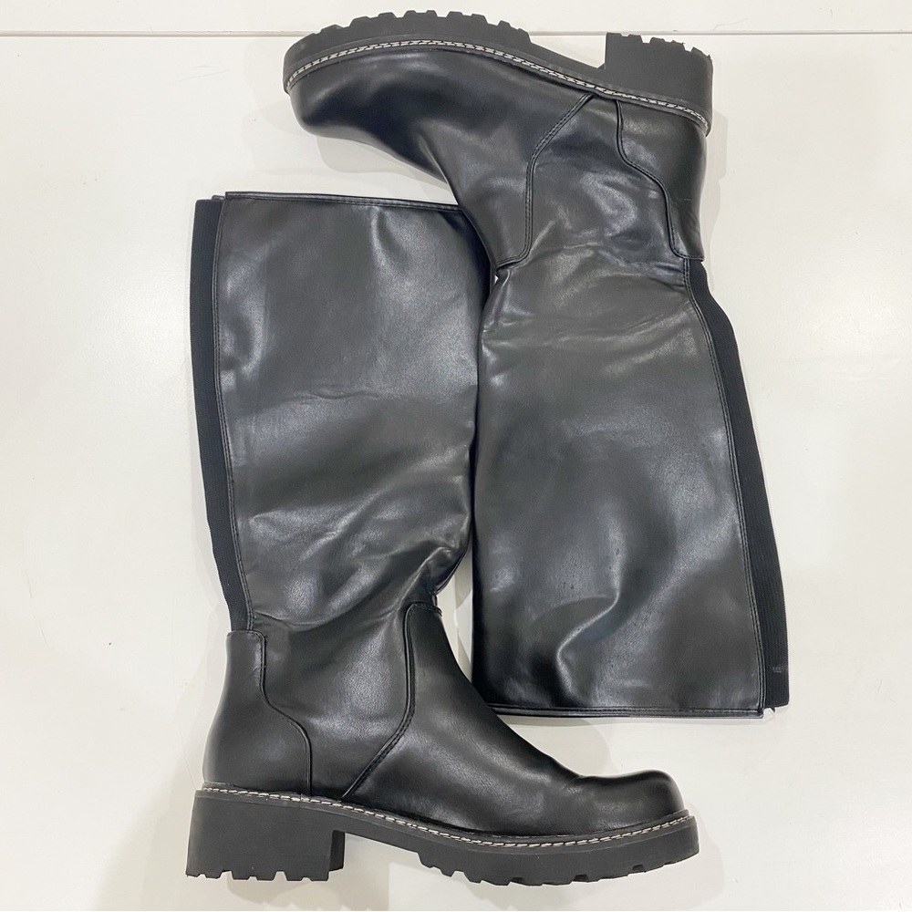 UNIVERSAL THREAD Black Carabel Riding Boots Vegan Leather Size 11 - Picture 5 of 12